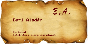 Bari Aladár névjegykártya